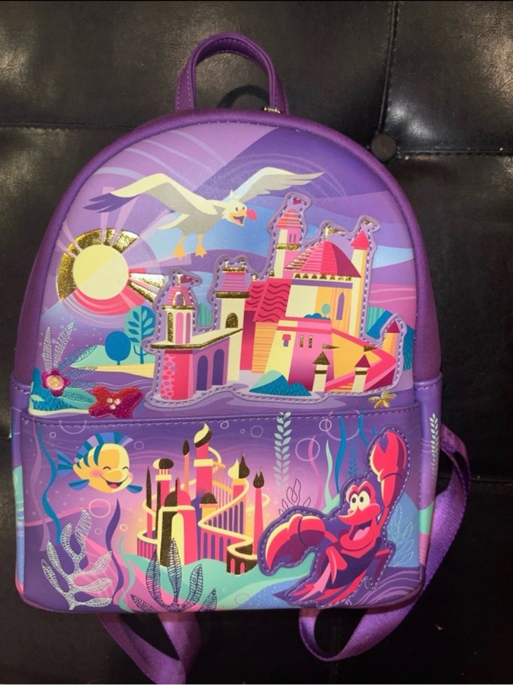 Little mermaid loungefly Purple Underwater Castle Mini Backpack